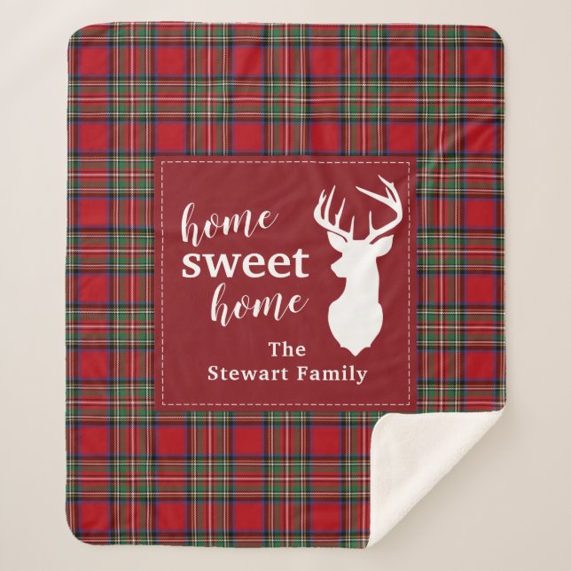 Couverture Sherpa Tartan Rouge Clan Stewart (Devant)
