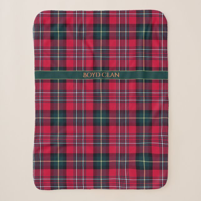 Couverture Sherpa Tartan rouge (personnalisable) (Devant)