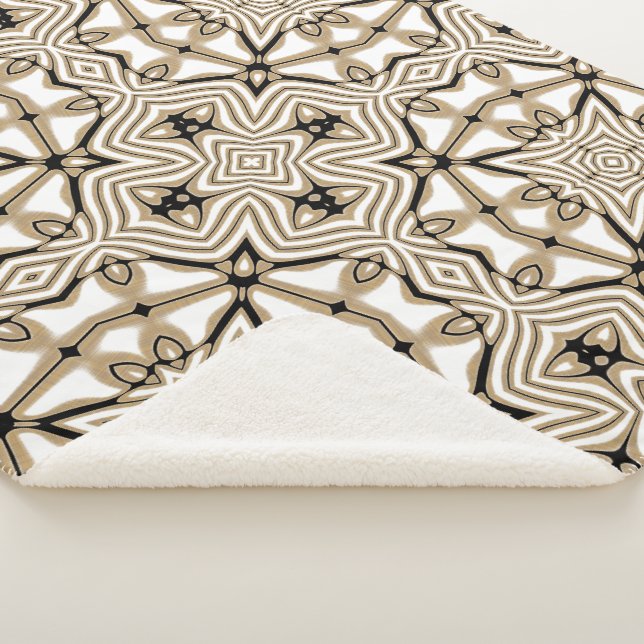 Couverture Sherpa Taupe beige Brown Black White Bohemian Tribe Art (3/4)