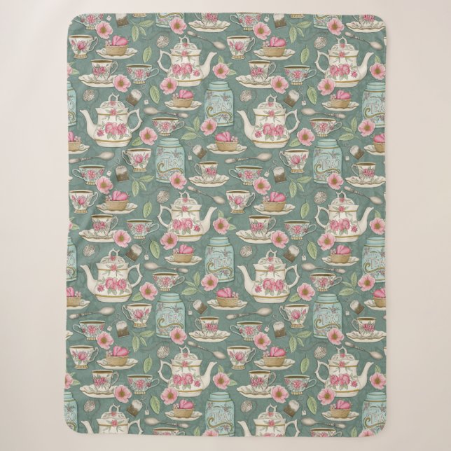 Couverture Sherpa Tea Party vintage (Devant)