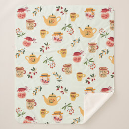 Couverture Sherpa Tea Time Motif sans faille