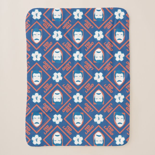 Couverture Sherpa Ted Lasso | Motif de diamant face et balle (Devant)