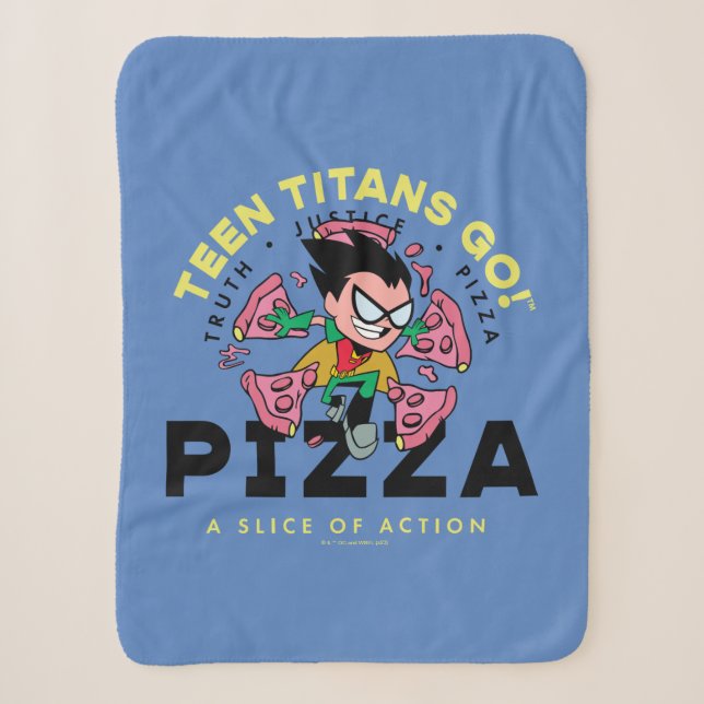 Couverture Sherpa Teen Titans Go ! Robin "Truth Justice Pizza" (Devant)
