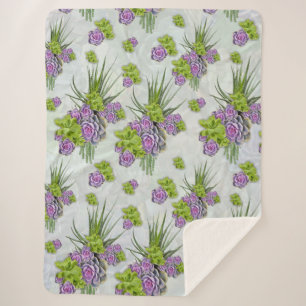 Couverture Sherpa Teintes succulentes de la mer Vert & Lavande