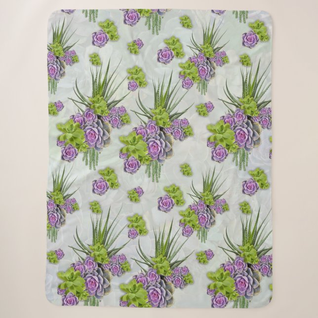Couverture Sherpa Teintes succulentes de la mer Vert & Lavande (Devant)