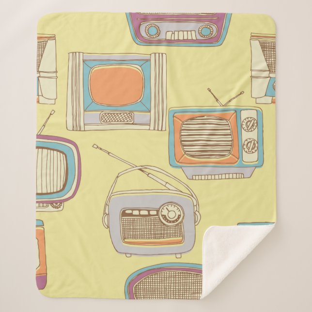 Couverture Sherpa télévision rétro et radio. motif transparent (Devant)