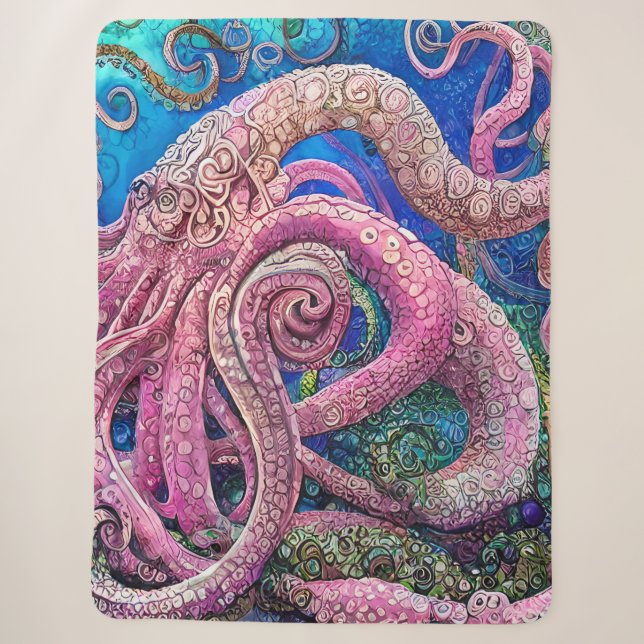 Couverture Sherpa Tentacles de pieuvre rose (Devant)