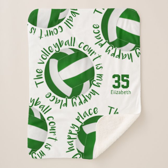 Couverture Sherpa terrain de volley-ball blanc vert heureux lieu (Devant)