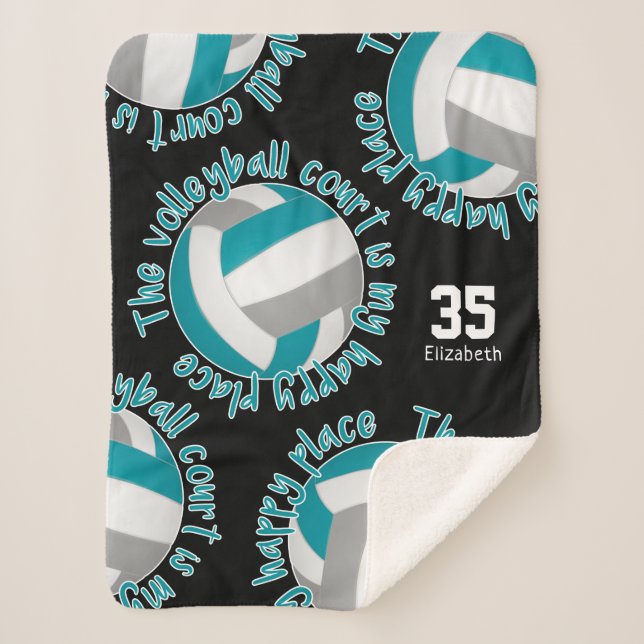 Couverture Sherpa terrain de volley-ball gris turquoise typographie  (Devant)