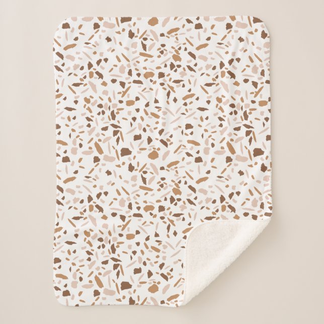 Couverture Sherpa Terrazzo Brown Beige Blanc Neutre couleurs (Devant)