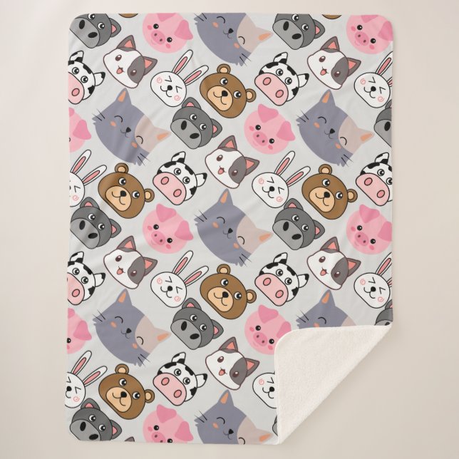 Couverture Sherpa tête de dessin motif.w off white BG (Devant)