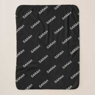 Couverture Sherpa Texte extensible personnalisable Noir & Blanc mode