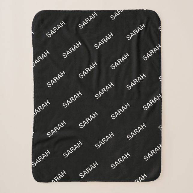 Couverture Sherpa Texte extensible personnalisable Noir & Blanc mode (Devant)