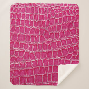 Couverture Sherpa Texture à motif d'alligator rose