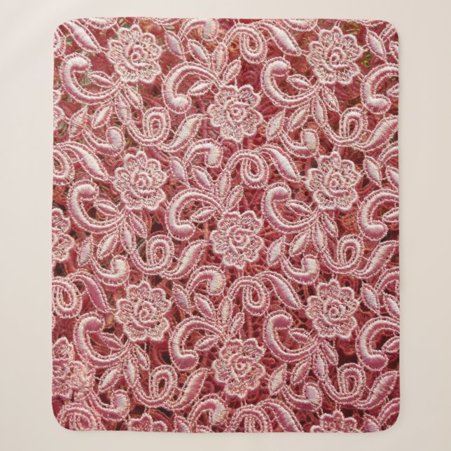 Couverture Sherpa Texture de dentelle rose fine avec vin magnifique  (Devant)