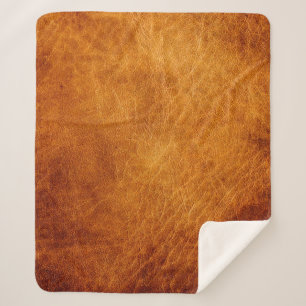 Couverture Sherpa texture en cuir Brown