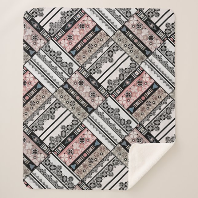 Couverture Sherpa Thaillow Tribal ethno traditionnel géométrique (Devant)