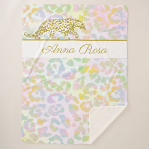 Couverture Sherpa *~* Tie Dye Gold Leopard Pastel Spots