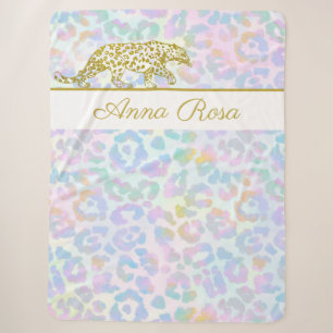 Couverture Sherpa *~* Tie Dye Gold Leopard Spots Pastel
