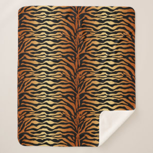 Couverture Sherpa Tiger Stripes Poster de animal, Ambre, Noir et Tan