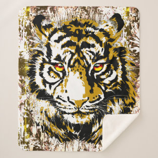 Couverture Sherpa Tigre réaliste - Tigre Cool Tiger Head Sherpa Blan