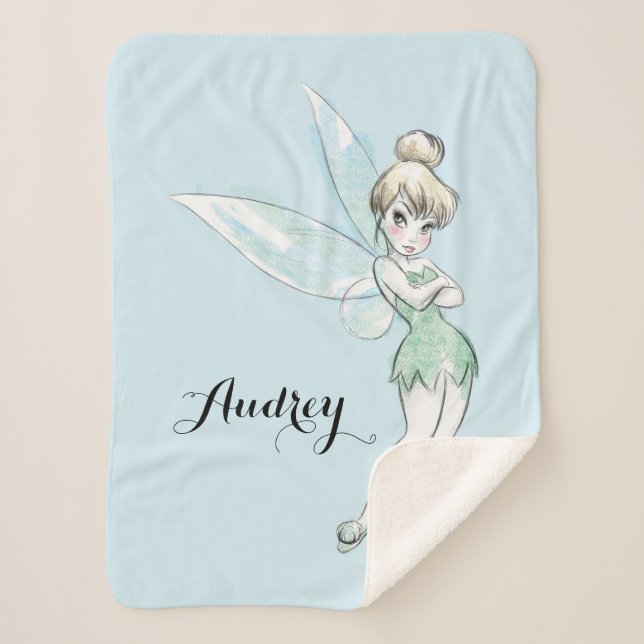 Couverture Sherpa Tinker Bell | Armoiries pastel croisées | Nom (Devant)