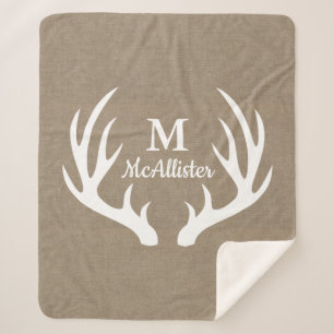 Couverture Sherpa Toile de jute et cerfs communs rustiques Antler de
