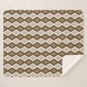 Couverture Sherpa Tons de motif diamant brun
