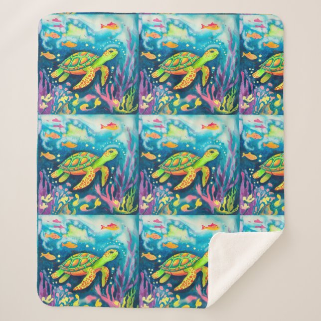 Couverture Sherpa Tortue à peinture (Devant)