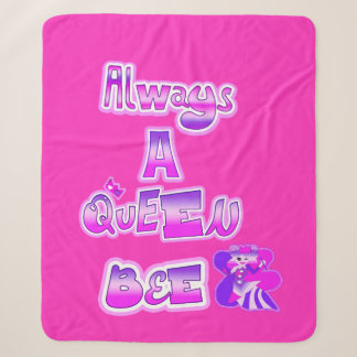 Couverture Sherpa Toujours queen abeille rose chaud