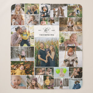 Couverture Sherpa Tourbillonnant blanc Nom de famille 25 Photo Colla