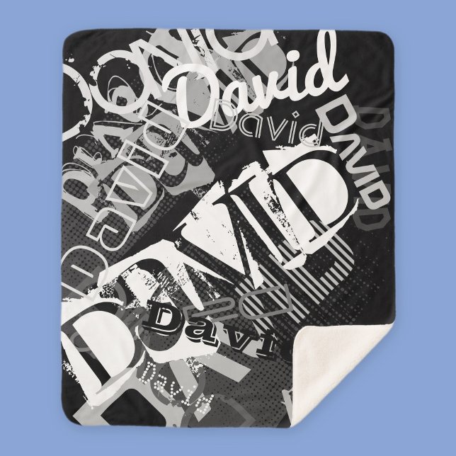 Couverture Sherpa Tout nom Personnalisable Créatif Noir & Blanc (Créateur téléchargé)