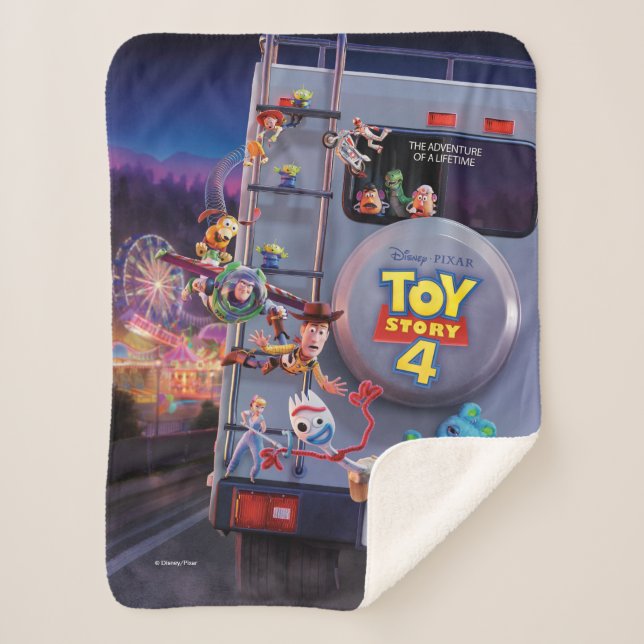 Couverture Sherpa Toy Story 4| Toys Riding RV Theatre Poster (Devant)