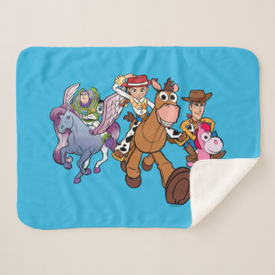 Couverture Sherpa Toy Story 5   Woody, Jessie et Buzz partent à chev