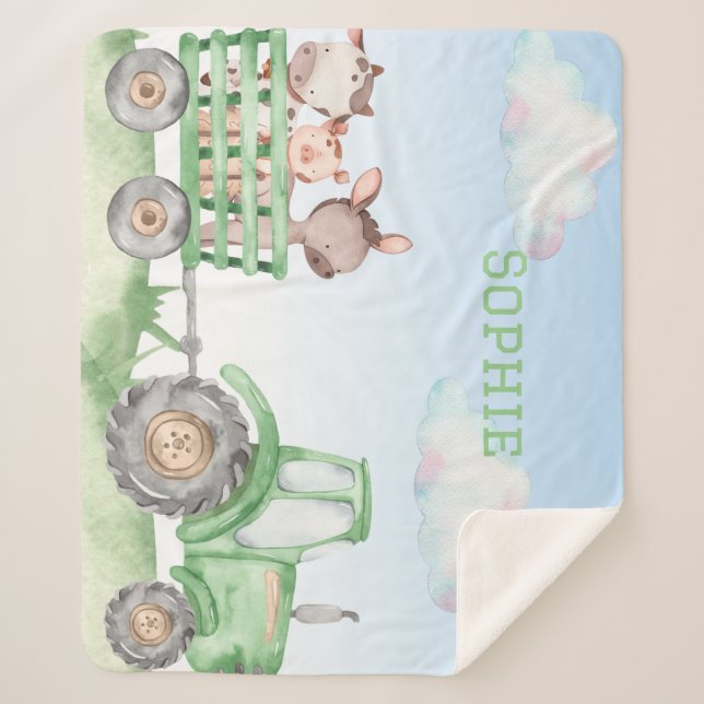 couverture sherpa tracteur vert (Devant)