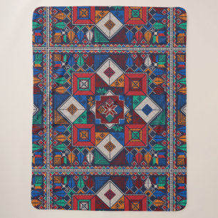 Couverture Sherpa Traditionnel Palestine Broderie tatreez coloré