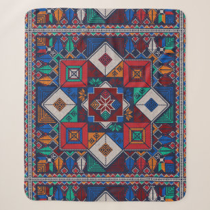 Couverture Sherpa Traditionnel Palestine Broderie tatreez coloré