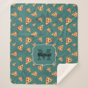 Couverture Sherpa Tranches de pizza cool vintage motif turquoise Mon