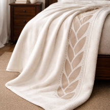 Couverture Sherpa tressée Taupe Ivoire