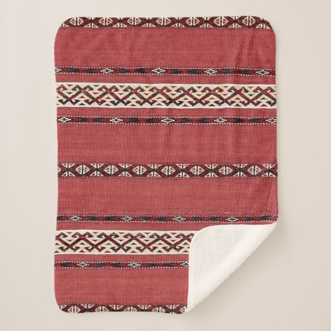 Couverture Sherpa Triangle Striangle Kilim II Rouge Noir Blanc  (Devant)