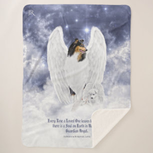 Couverture Sherpa Tricolore Collie Angel & Cherubim, Chien Ciel -