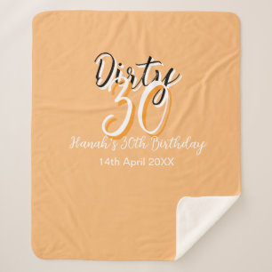 Couverture Sherpa Triste trente orange blanc simple rétro annonce d'