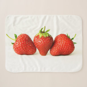 Couverture Sherpa Trois Fraises Sur Blanc Sbcn Blanche Sherpa Blanch