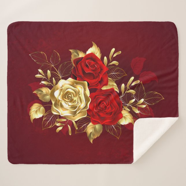 Couverture Sherpa Trois Roses de bijoux (Devant (Horizontal))