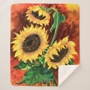 Couverture Sherpa Trois Tournesols Sherpa Blanket