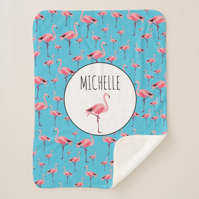 Couverture Sherpa Tropical Summer Pink Flamingo Pattern (Devant)