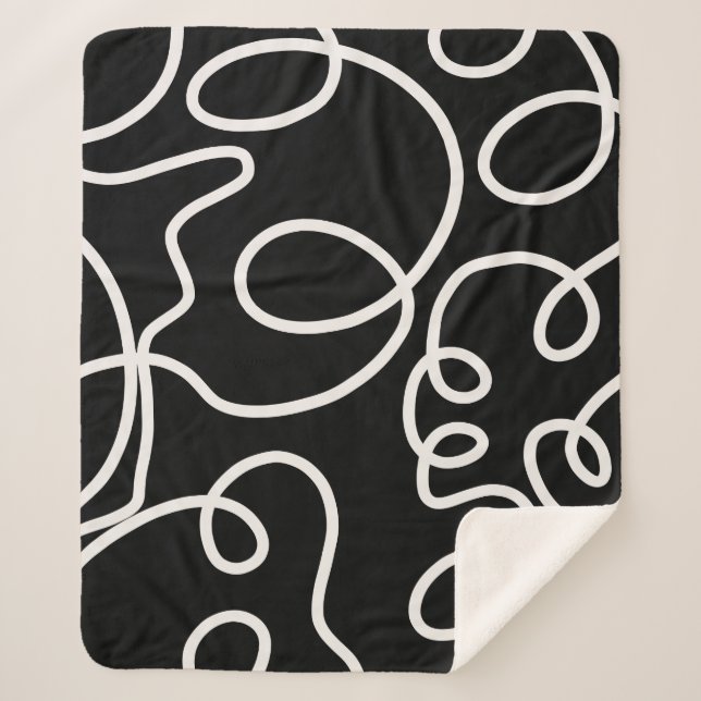 Couverture Sherpa Trucs De Brosse Abstrait Noir Et Blanc (Devant)
