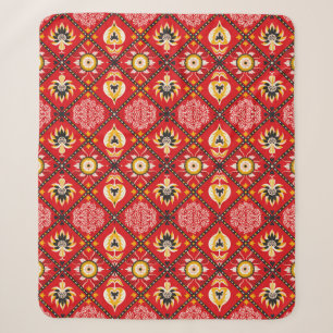 Couverture Sherpa tuile en majolique italienne. Broderie avec fleurs
