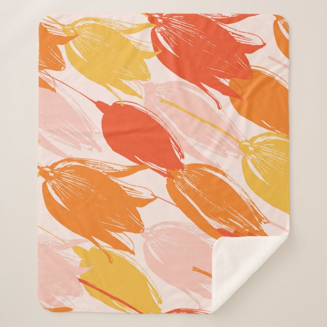 Couverture Sherpa Tulipes diagonales : Conception de couleurs claire (Devant)