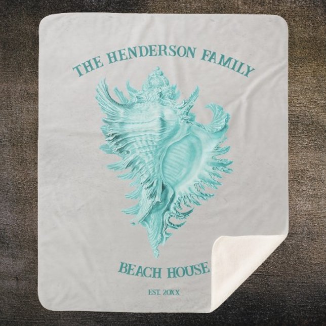 Couverture Sherpa Turquoise coque Sherpa Shell Conch (Teal Conch Shell Personalized Sherpa Blanket)